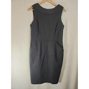 Boden Black Martha Sheath Dress Seam Detail Textures Woven Pockets LBD Womens 8P